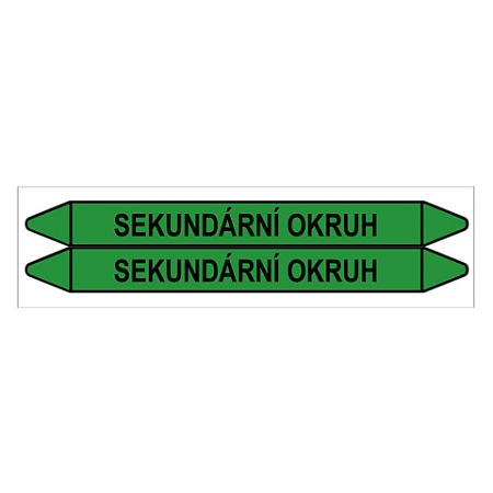 Značení potrubí, sekundární okruh,2 ks, 450 × 52 mm